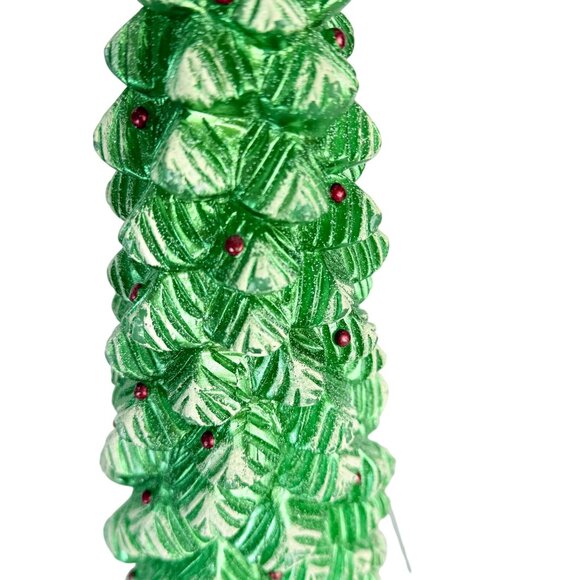 Metallic Green Christmas Tree Candle Vintage Holiday Decor Retro Holiday Decor - Picture 13 of 16